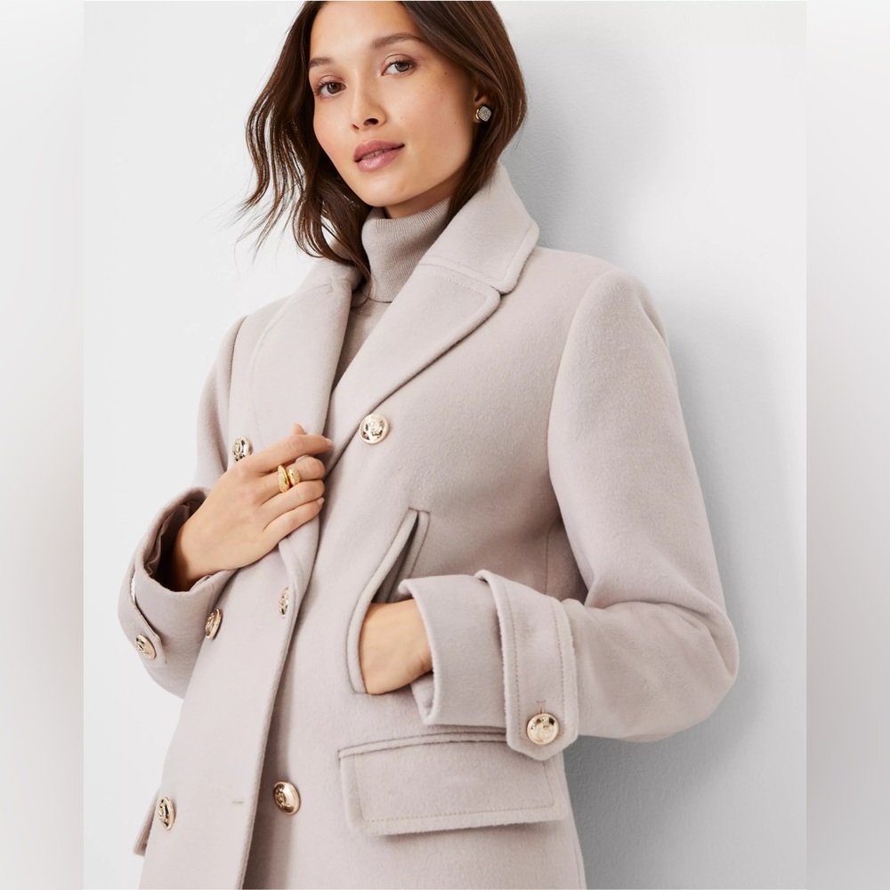 Wool Blend Notched Collar Peacoat - Picture 3 of 4